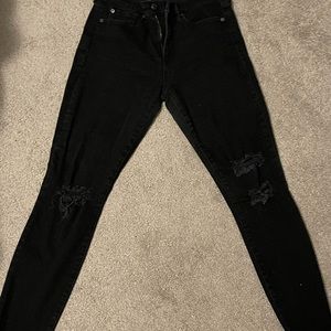 Gap black ripped from knee high rise